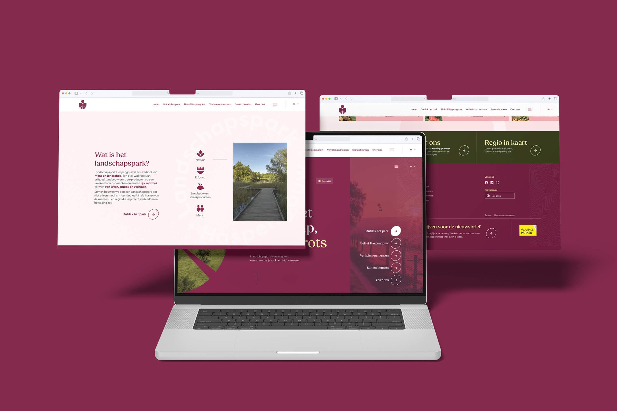 Desktop weergave van website Landschapspark Haspengouw