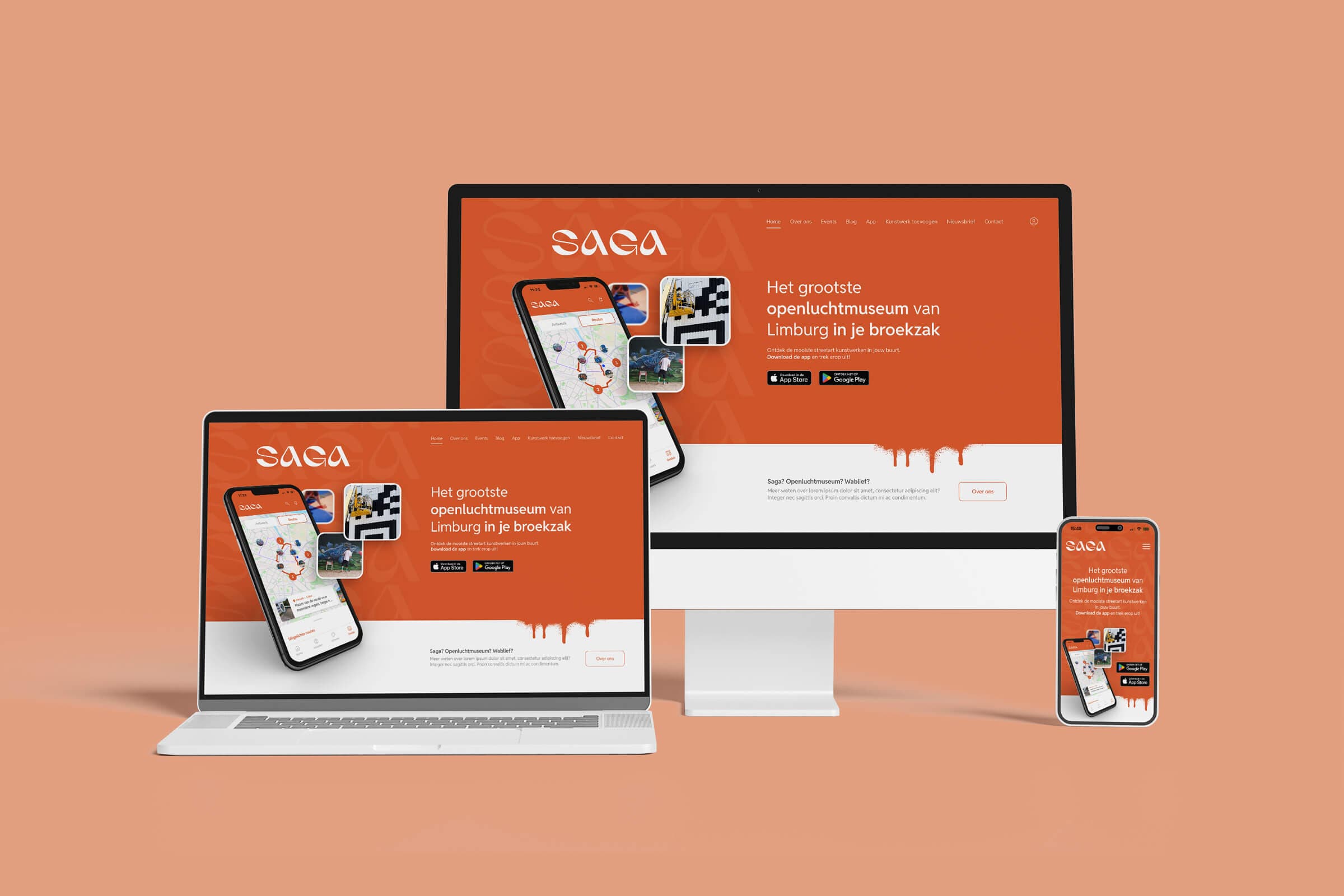 Meerdere devices met daarop de website van SAGA
