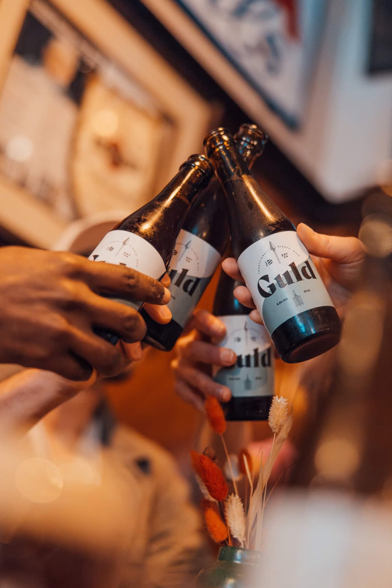 Labels voor stadsbier Guld van Stad Diest
