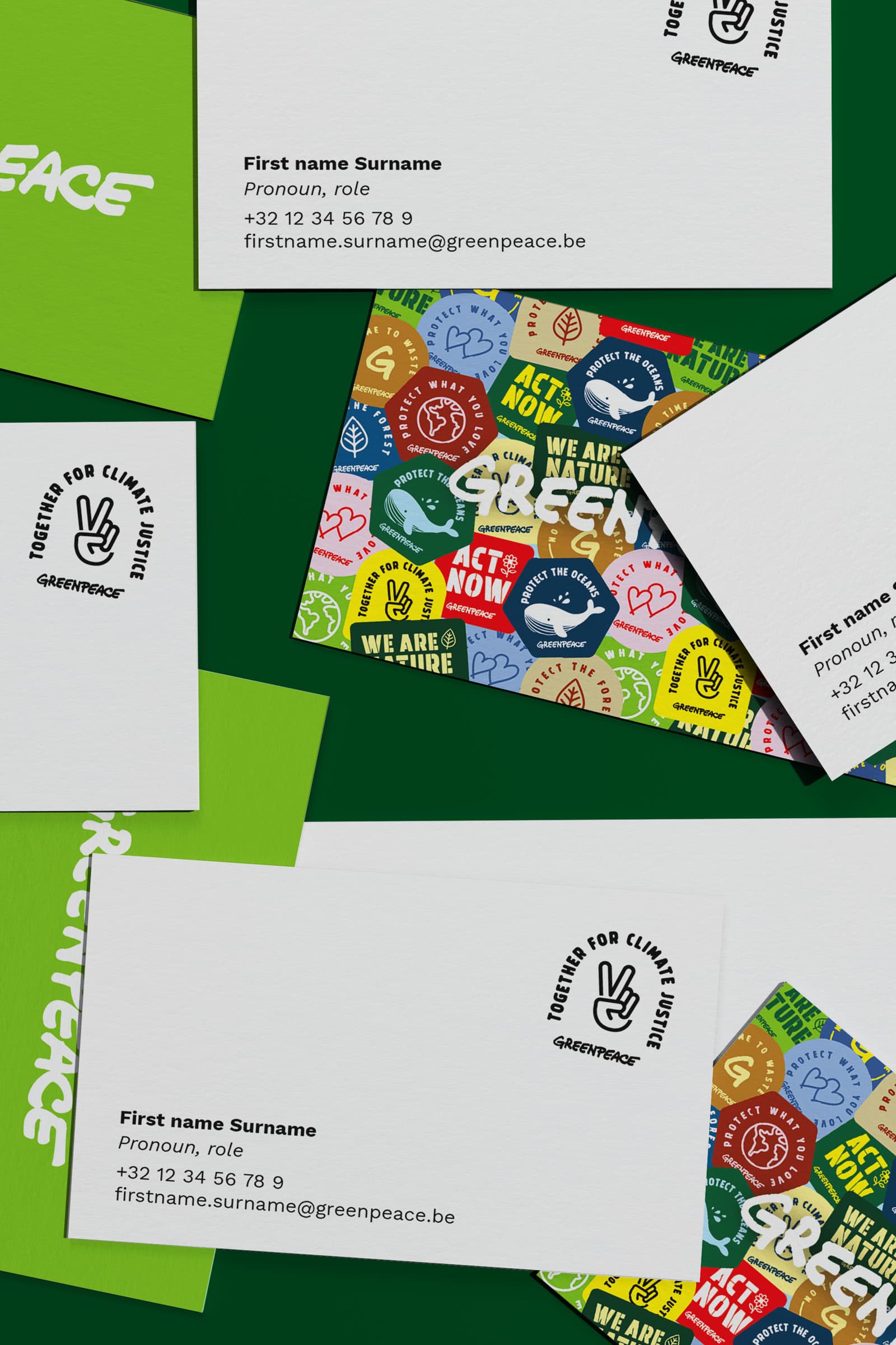 Visitekaartjes in branding Greenpeace